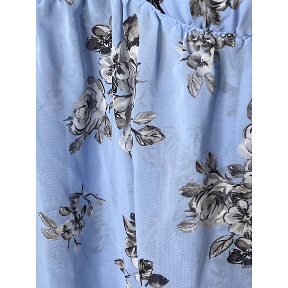 Apt 9 Nightgown Womens Medium Babydoll Chemise Blue Floral Sheer Lace Trim Sleep - Picture 6 of 11